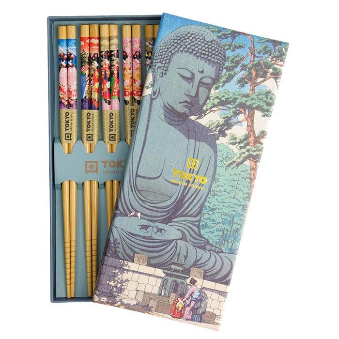 Tokyo Design Studio Chopstick Giftset - Budha (5 Pairs) - LemonSalt