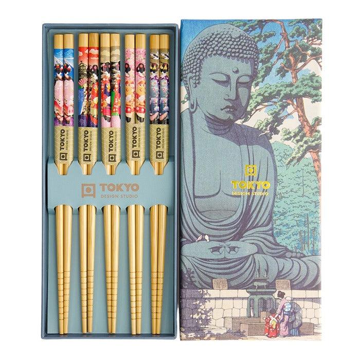 Tokyo Design Studio Chopstick Giftset - Budha (5 Pairs) - LemonSalt