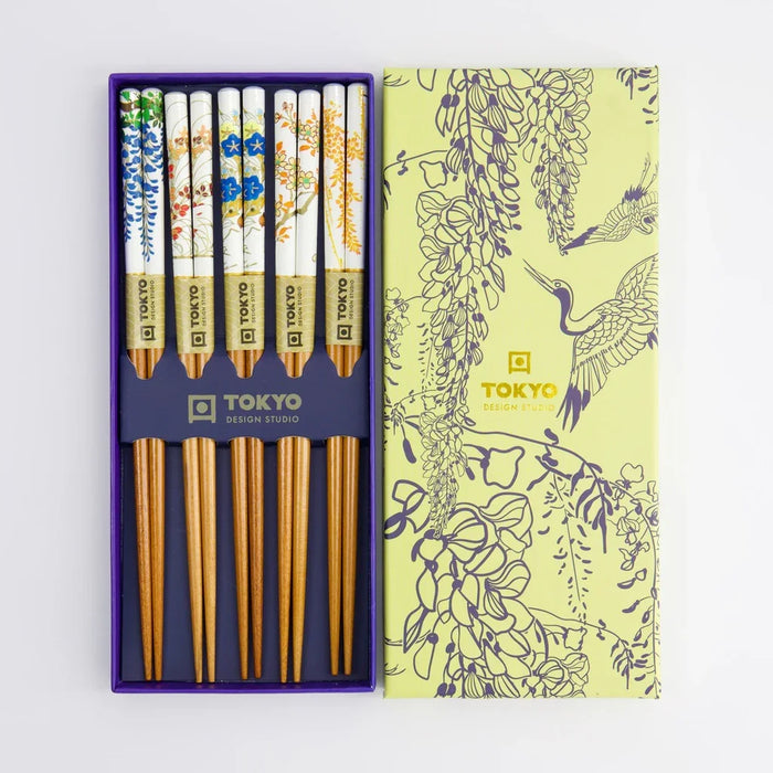 Tokyo Design Studio Chopstick Giftset - Floral Patterns (5 Pairs) - LemonSalt