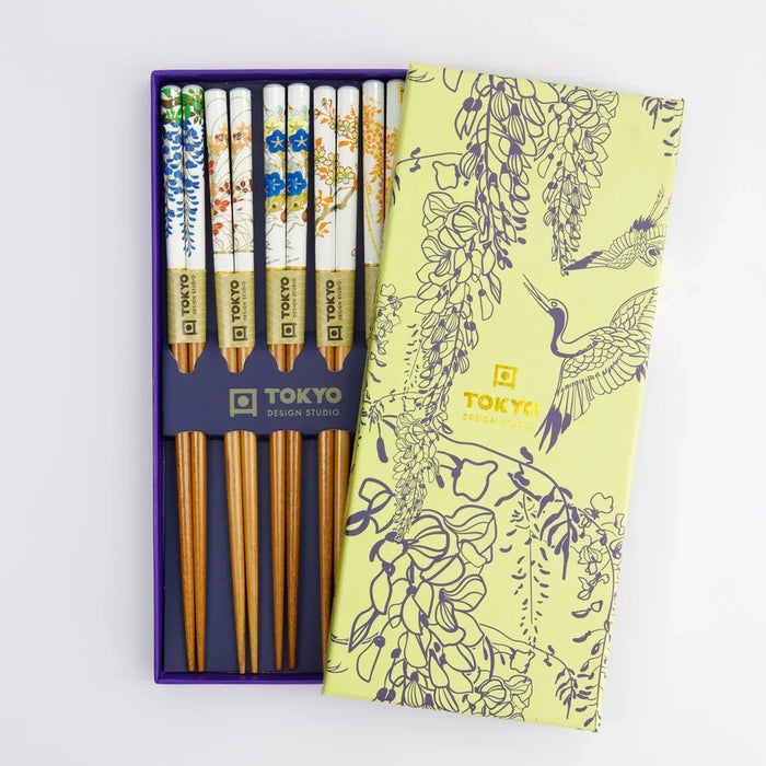 Tokyo Design Studio Chopstick Giftset - Floral Patterns (5 Pairs) - LemonSalt