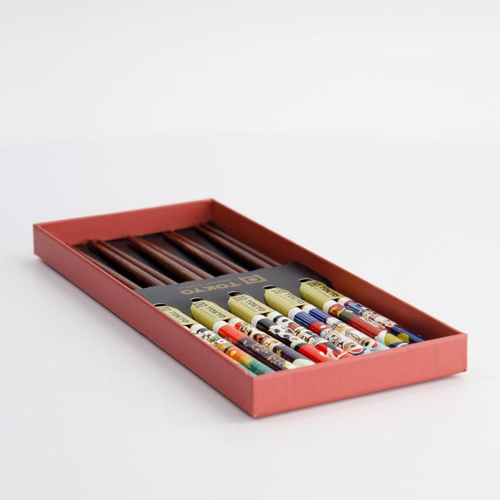 Tokyo Design Studio Chopstick Giftset - Lucky Cat Cartoon (5 Pairs) - LemonSalt