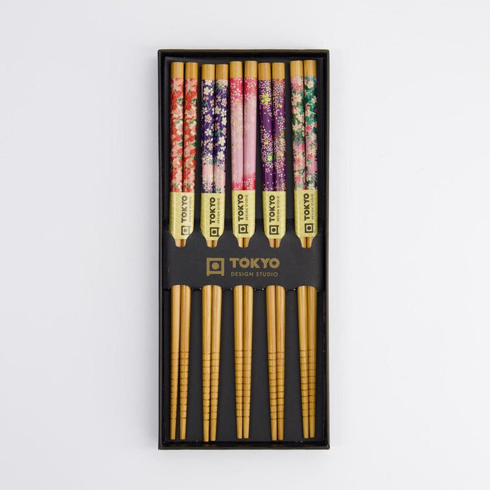 Tokyo Design Studio Chopstick Giftset - Sakura Patterns (5 Pairs) - LemonSalt