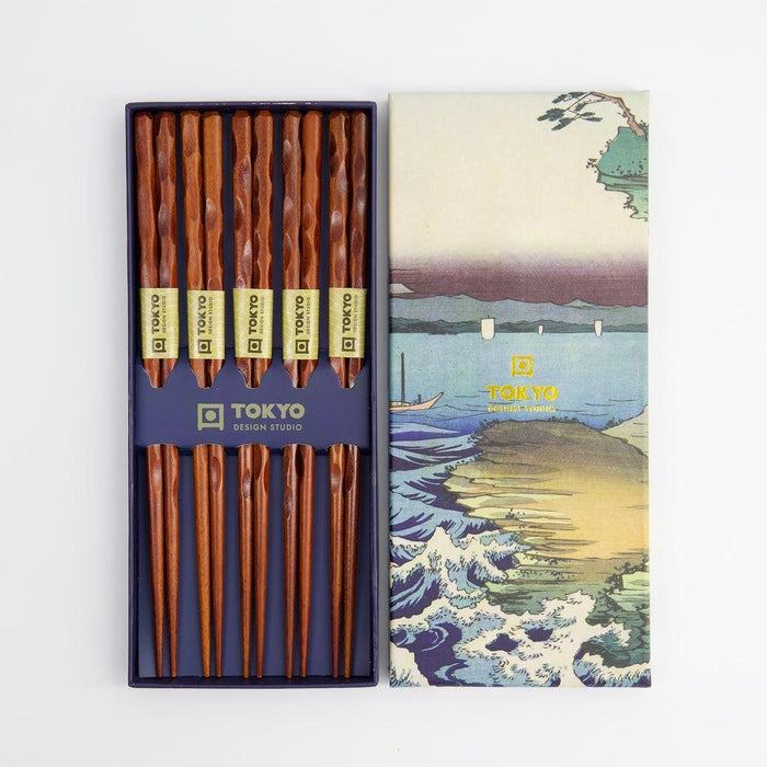 tokyo-design-studio-chopstick-giftset-twist-brown-5-pairs-lemonsalt-48885