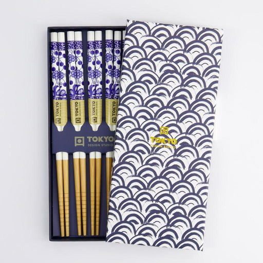 Tokyo Design Studio Chopstick Giftset - Wave Blue (5 Pairs) - LemonSalt