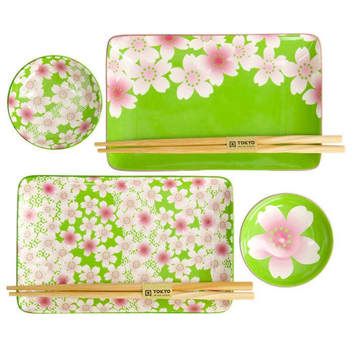 Tokyo Design Studio Kawaii Flower Sushi Plate Giftset & Chopsticks - Green (4pcs) | {{ collection.title }}