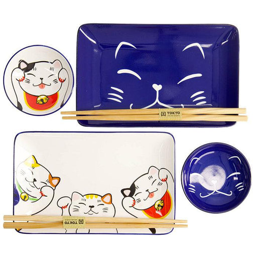 Tokyo Design Studio Kawaii Lucky Cat Sushi Plate Giftset & Chopsticks (4pcs) | {{ collection.title }}