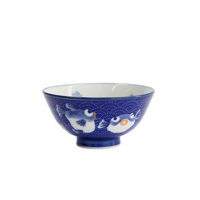 Tokyo Design Studio - Kawaii Rice Bowls Blowfish Dark Blue (300ml) - LemonSalt