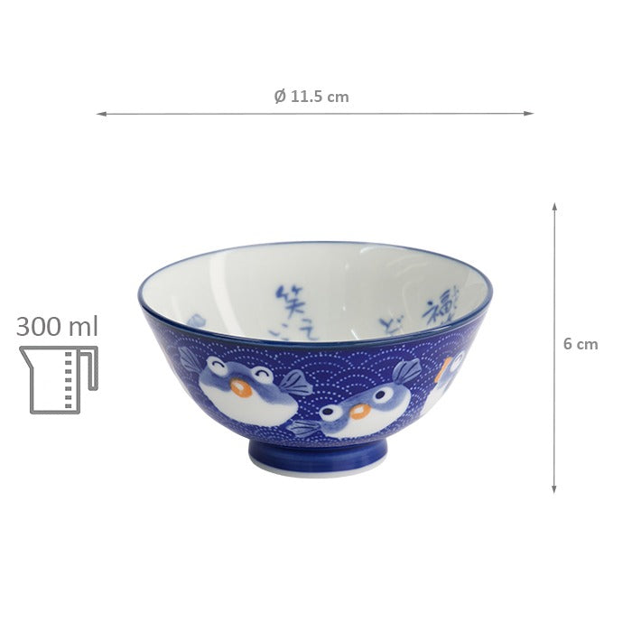 Tokyo Design Studio - Kawaii Rice Bowls Blowfish Dark Blue (300ml) - LemonSalt