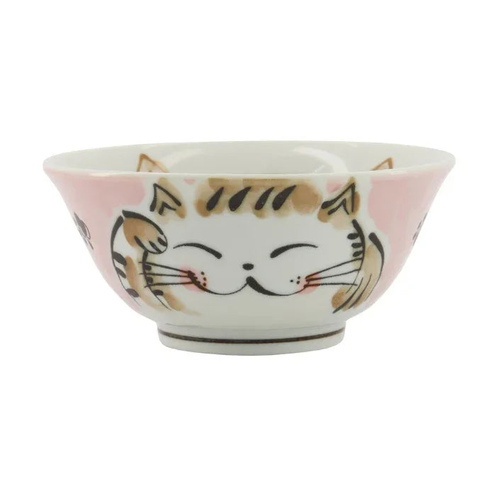 Tokyo Design Studio - Kawaii Tayo Bowl Fuku Cat Neko Pink (1000ml) - LemonSalt