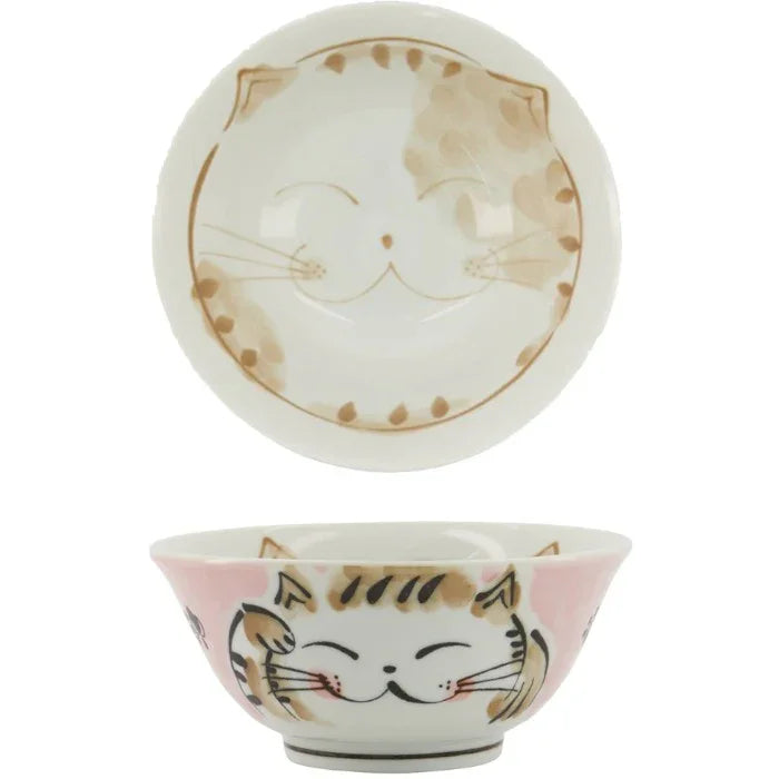 Tokyo Design Studio - Kawaii Tayo Bowl Fuku Cat Neko Pink (1000ml) - LemonSalt