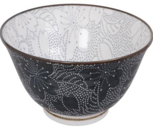 Tokyo Design Studio - Mixed Bowls Dot Sakura 14.8x6.8cm 500ml Grey/Black - LemonSalt