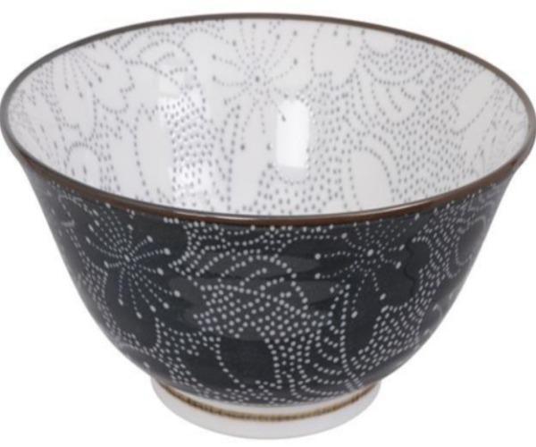 Tokyo Design Studio - Mixed Bowls Dot Sakura 14.8x6.8cm 500ml Grey/Black - LemonSalt