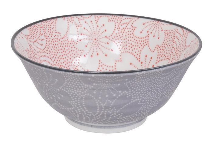 Tokyo Design Studio - Mixed Bowls Dot Sakura 14.8x6.8cm 500ml Red/Grey - LemonSalt