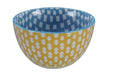 Tokyo Design Studio - Mixed Bowls Ichimatsu Aqua/Yajirushi Yellow 12.7x7 cmh 500ml - LemonSalt