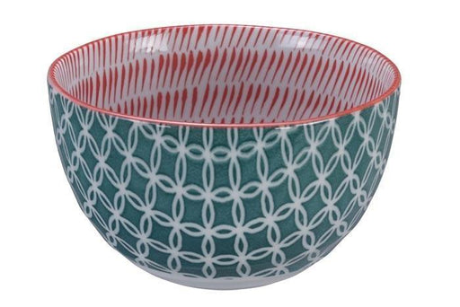 Tokyo Design Studio - Mixed Bowls Tochiri Red/Net Green 15x8.5cmh 750ml - LemonSalt
