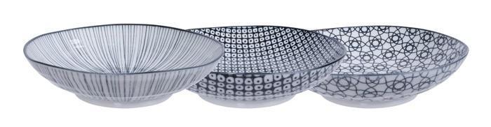 Tokyo Design Studio - Nippon Black Assorted Designs Shallow Dish 21x5.2cm | {{ collection.title }}