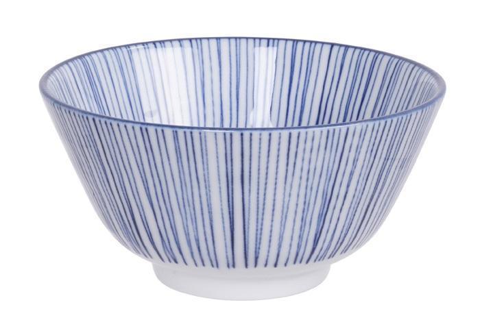 Tokyo Design Studio - Nippon Blue Rice Bowl 12x6.4cm 300ml Lines - LemonSalt