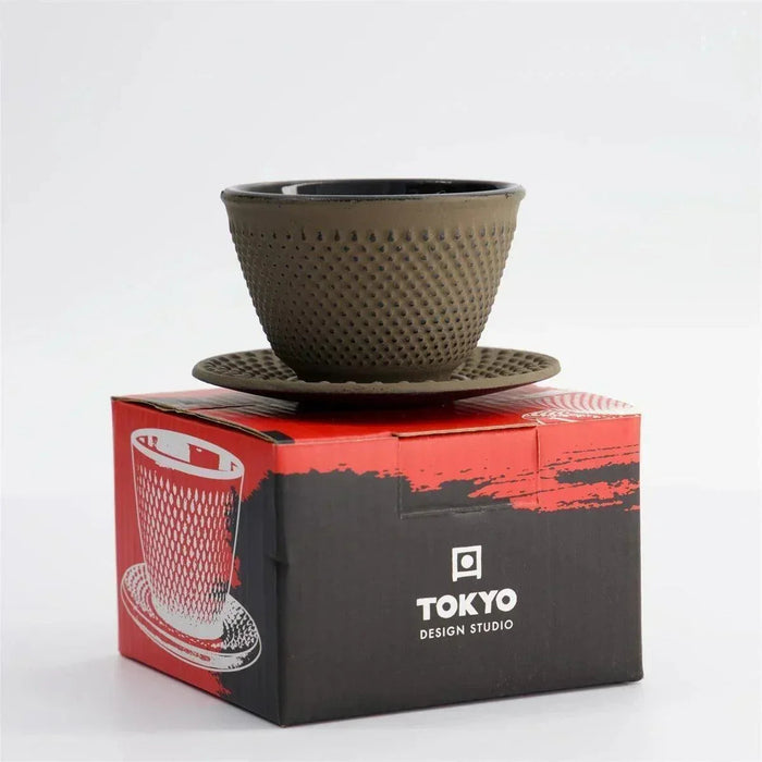 Tokyo Design Studio WY  Iron Tea Cup & Plate - Brown/Black (120ml)