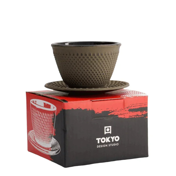 Tokyo Design Studio WY  Iron Tea Cup & Plate - Brown/Black (120ml)