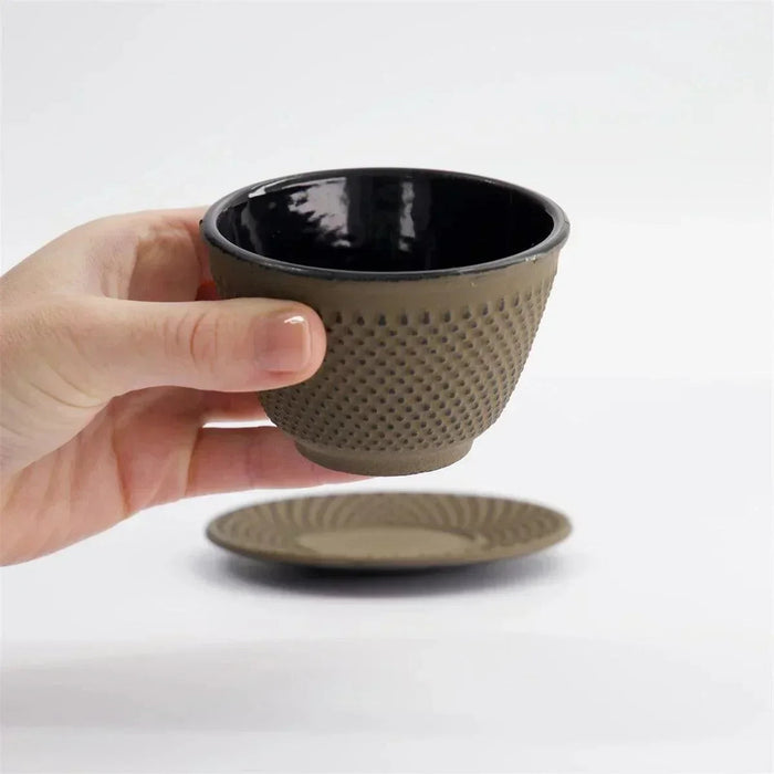 Tokyo Design Studio WY  Iron Tea Cup & Plate - Brown/Black (120ml)