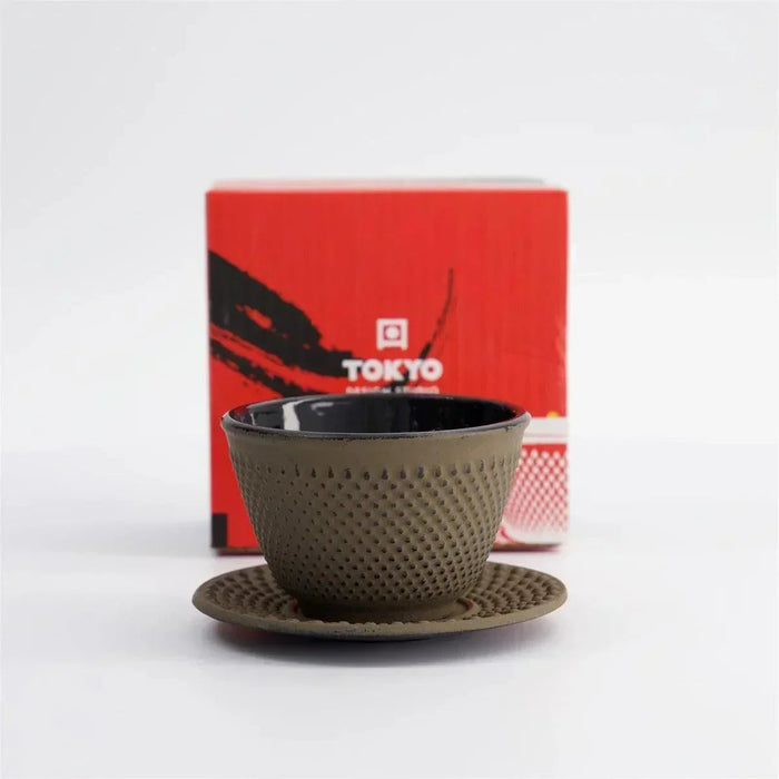 Tokyo Design Studio WY  Iron Tea Cup & Plate - Brown/Black (120ml)