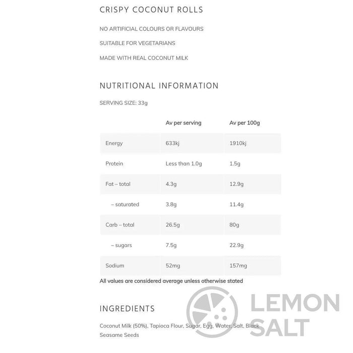 Tropical Fields Crispy Coconut Wafer Rolls (265g)