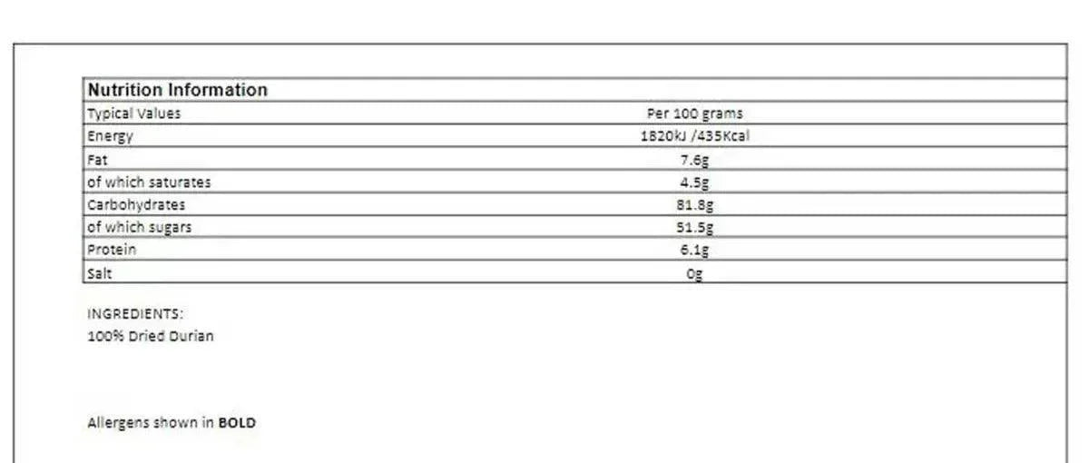 Tropical Fields Freeze Dried Durian (130g) - LemonSalt