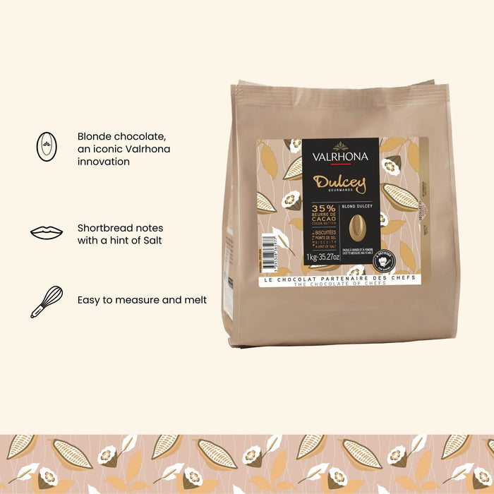 Valrhona Dulcey 35% Pioneer Blond Chocolate Chips (1kg) - LemonSalt