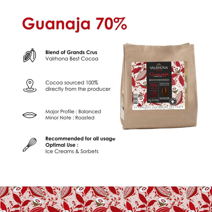 Valrhona Guanaja 70% Grand Cru Dark Chocolate Chips (1kg) - LemonSalt