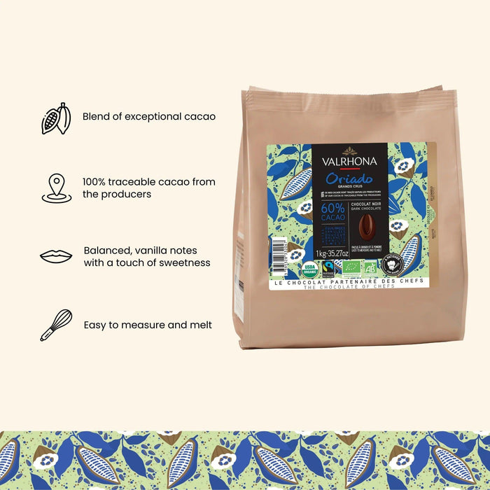 Valrhona Oriado 60% Organic Chocolate Chips (1kg) - LemonSalt