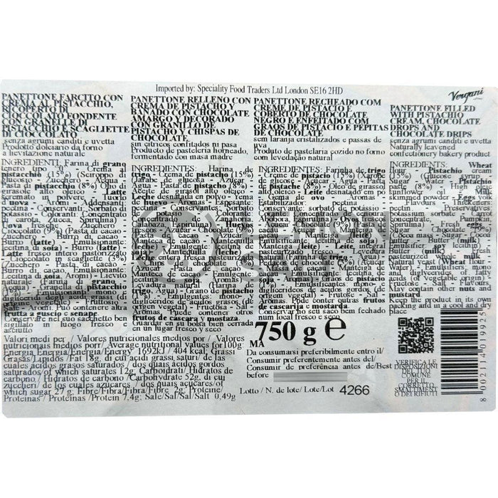 Vergani Sicily Panettone - Pistachio & Chocolate (750g) - LemonSalt