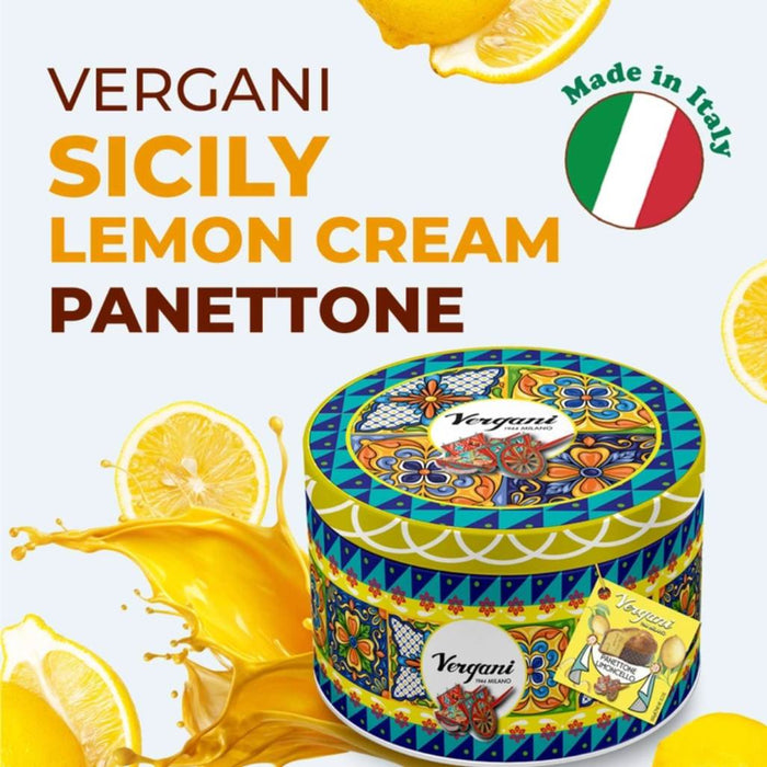 Vergani Sicily Range - Lemon Cream Panettone Tin (750g) - LemonSalt