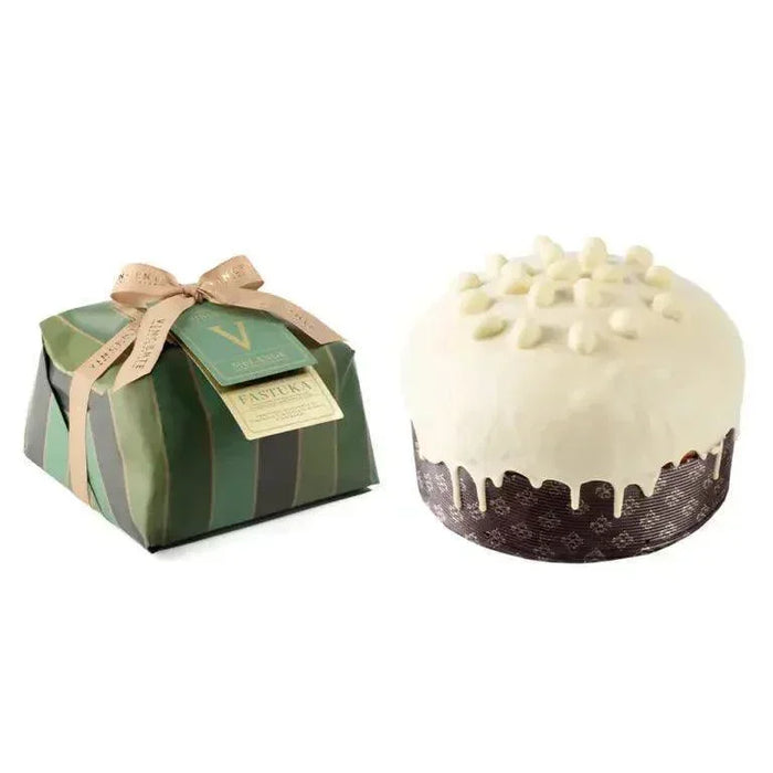 Vincente Delicacies - Fastuka Panettone Covered in White Chocolate & Pistachio Nuts (750g) - LemonSalt