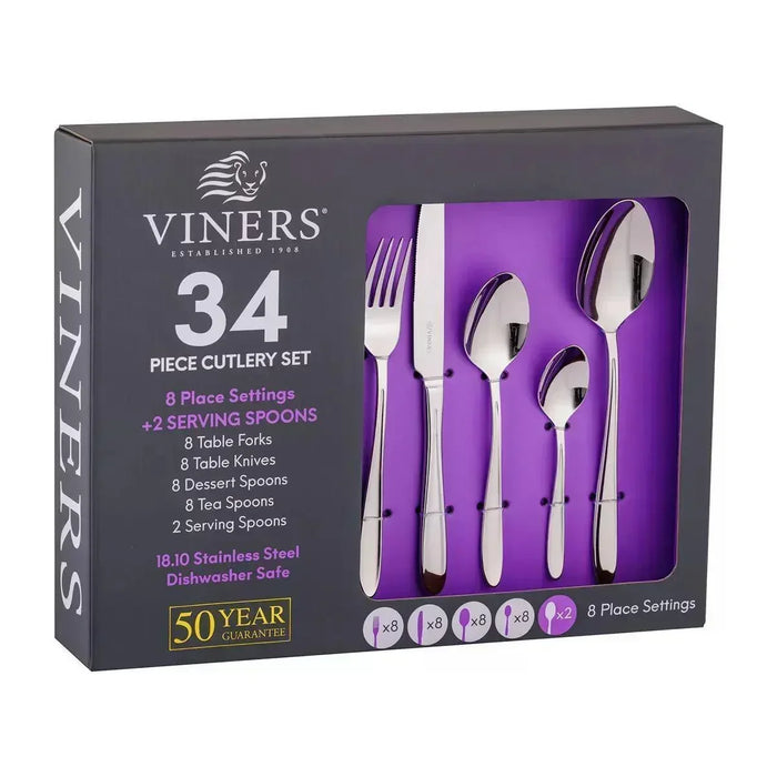 Viners Henley Stainless Steel Cutlery Set (34 Piece) - LemonSalt