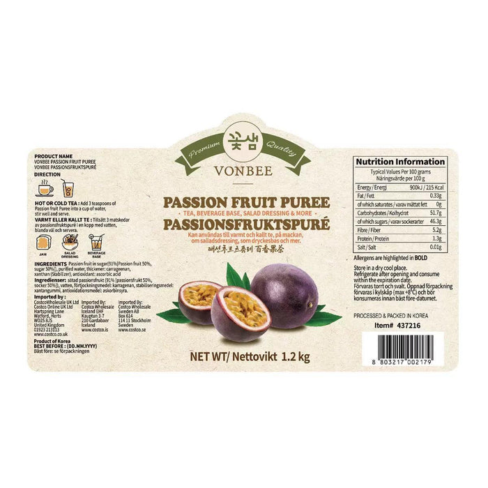 Vonbee Passionfruit Puree (1.2kg)
