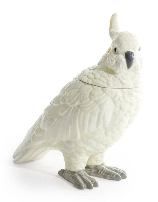 White Ceramic Parrot Storage Jar/Vase (23cm) - LemonSalt