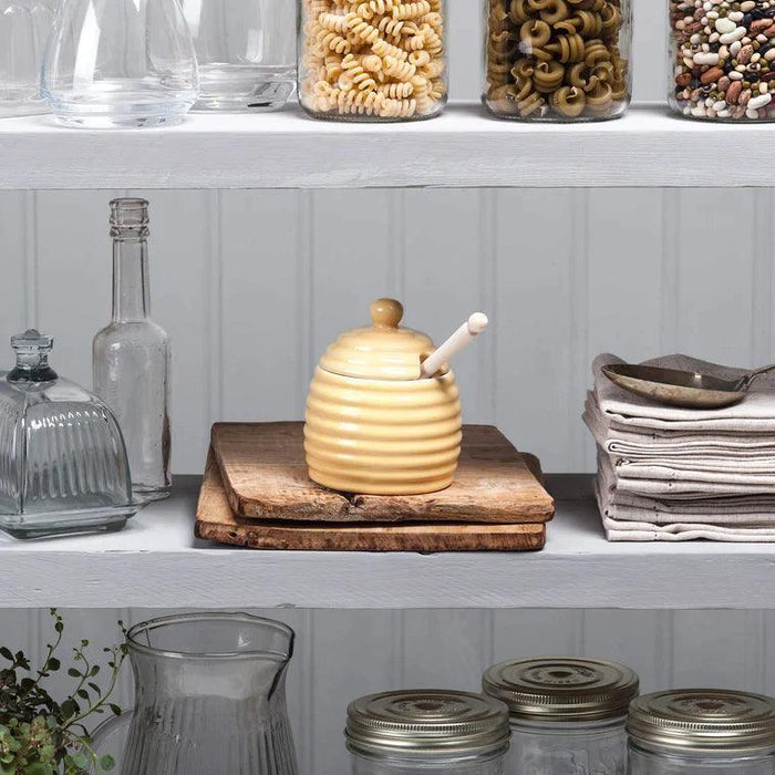 WM Bartleet & Sons - Yellow Honey Pot with Wooden Dipper