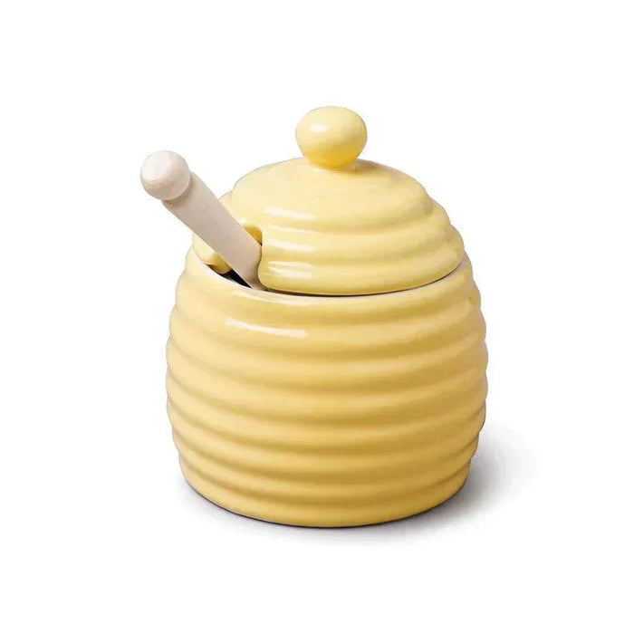 WM Bartleet & Sons - Yellow Honey Pot with Wooden Dipper