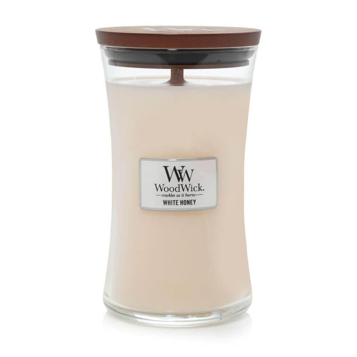 WoodWick Large Hourglass White Honey Scented Candle (609g)