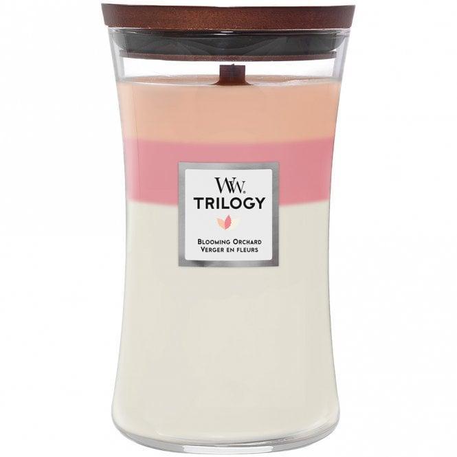 WoodWick Trilogy Large Hourglass Blooming Orchard Scented Candle (609g)