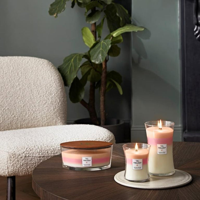 WoodWick Trilogy Large Hourglass Blooming Orchard Scented Candle (609g)