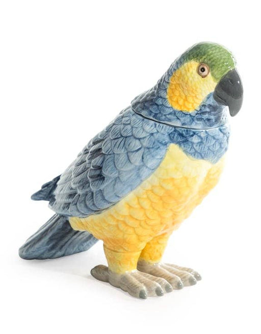 Yellow & Blue Ceramic Parrot Storage Jar/Vase (21cm) - LemonSalt
