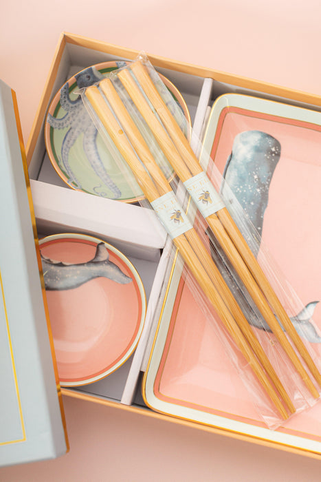 Yvonne Ellen Set of 2 Sushi Plates, Dip Bowls and Chopsticks | {{ collection.title }}
