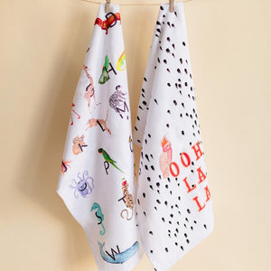 Yvonne Ellen Set Of 2 Tea Towels Alphabet and Ooh La La | {{ collection.title }}