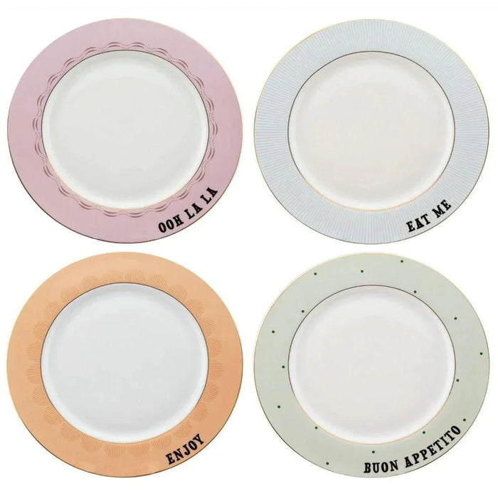 Yvonne Ellen Set of 4 Slogan Dinner Plates (26.5cm)