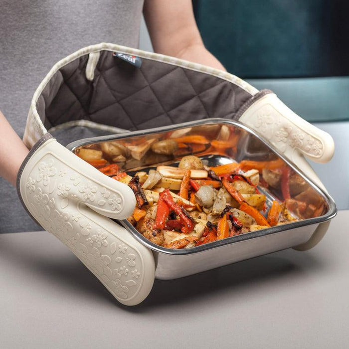 Zeal Silicone Cream/Gingham Oven Glove - LemonSalt