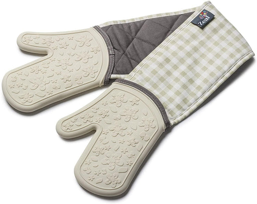 Zeal Silicone Cream/Gingham Oven Glove - LemonSalt
