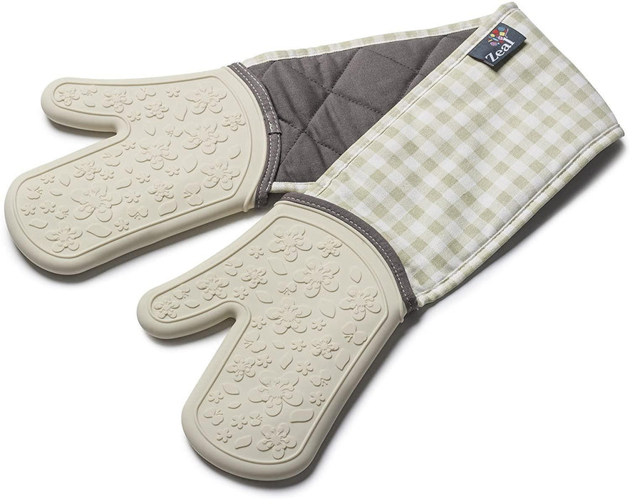 Zeal Silicone Cream/Gingham Oven Glove - LemonSalt