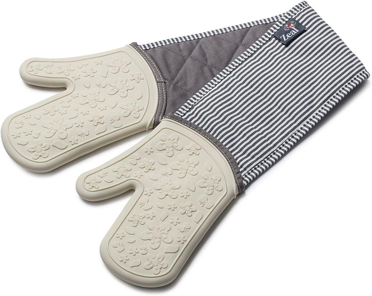 Zeal Silicone Cream/Stripe Oven Mitts Accessories Buy Online UK Delivery LemonSalt