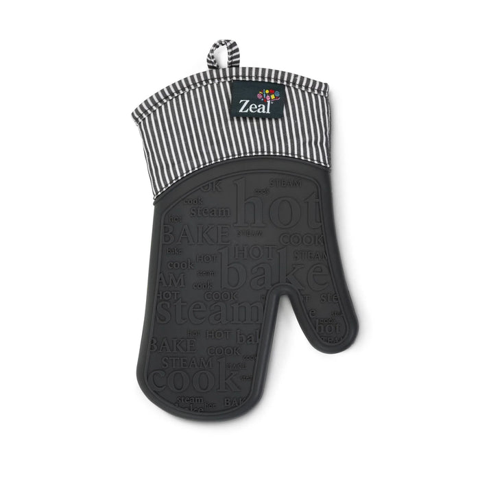 Zeal Silicone Dark Grey Script Single Oven Glove